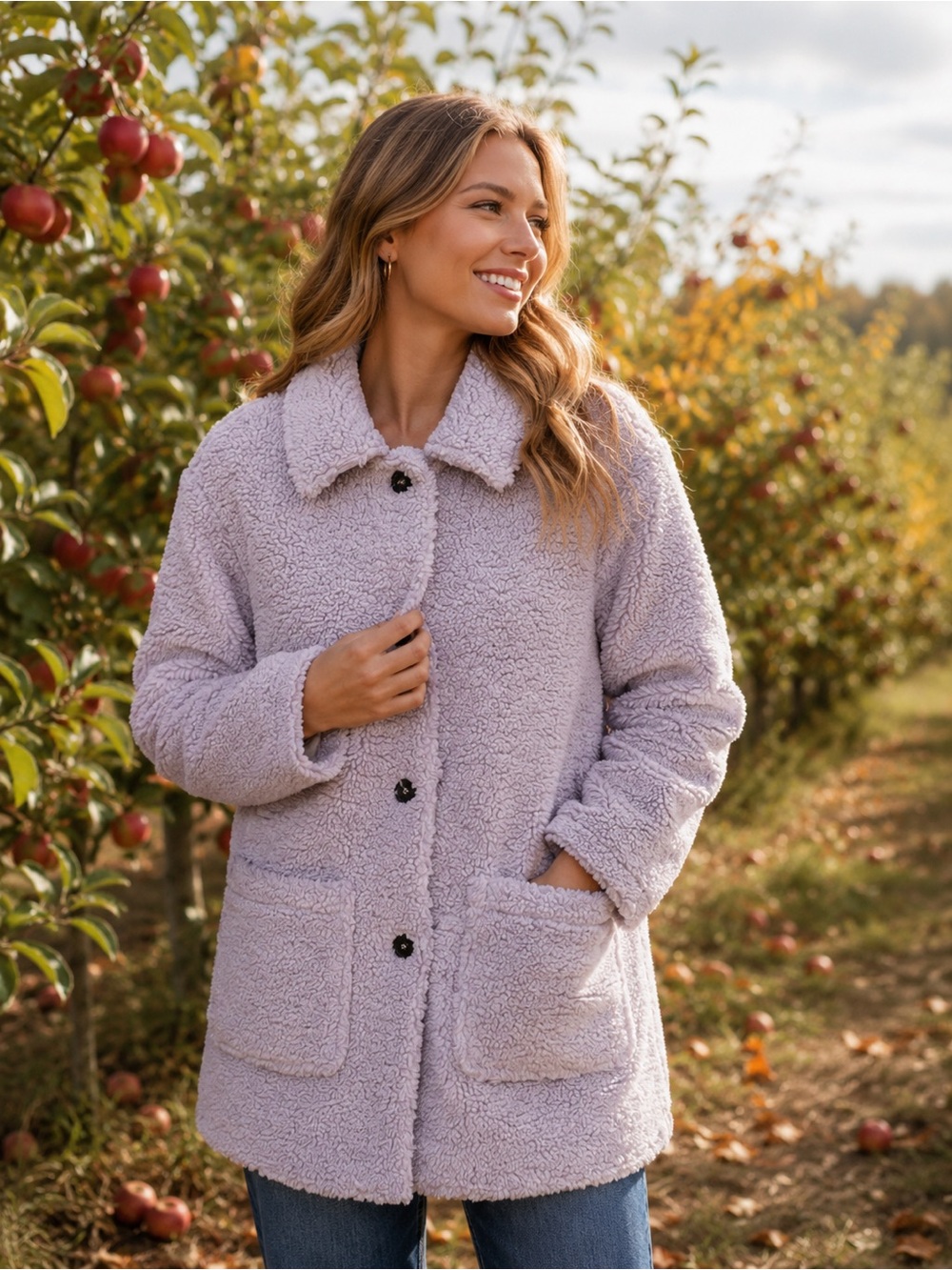 Women’s Plush Teddy Jacket in Dusty Mauve